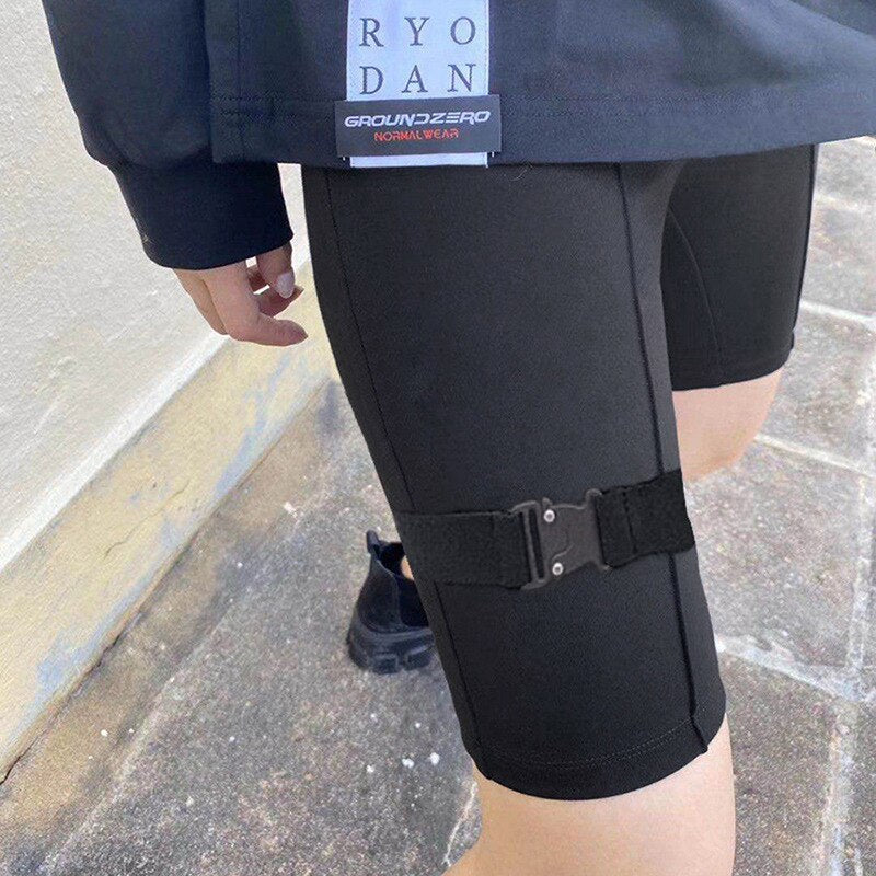 Buckle Belt High Waist Leggings Biker Shorts Mssza