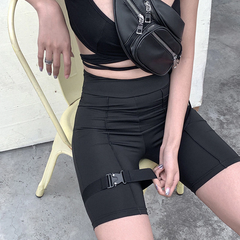 Buckle Belt High Waist Leggings Biker Shorts Mssza