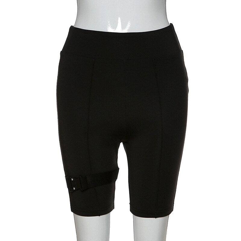 Buckle Belt High Waist Leggings Biker Shorts Mssza