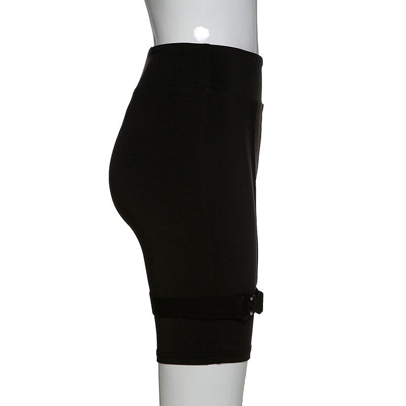 Buckle Belt High Waist Leggings Biker Shorts Mssza