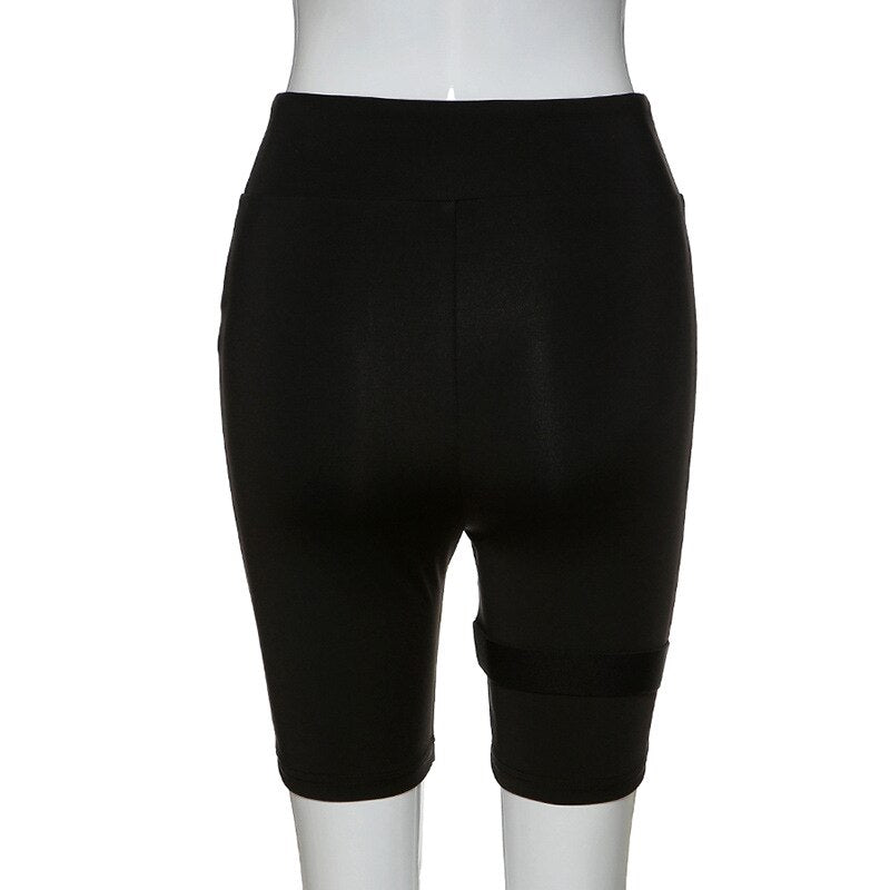 Buckle Belt High Waist Leggings Biker Shorts Mssza