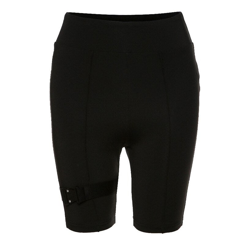 Buckle Belt High Waist Leggings Biker Shorts Mssza