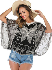 Butterfly Blouse Half Sleeves Chiffon Tops Mssza