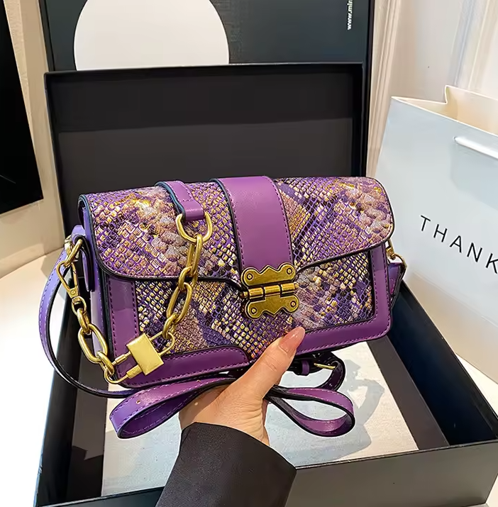 Butterfly Lock Buckle Leather Crossbody Small Square Designer Snake Handbags Mssza