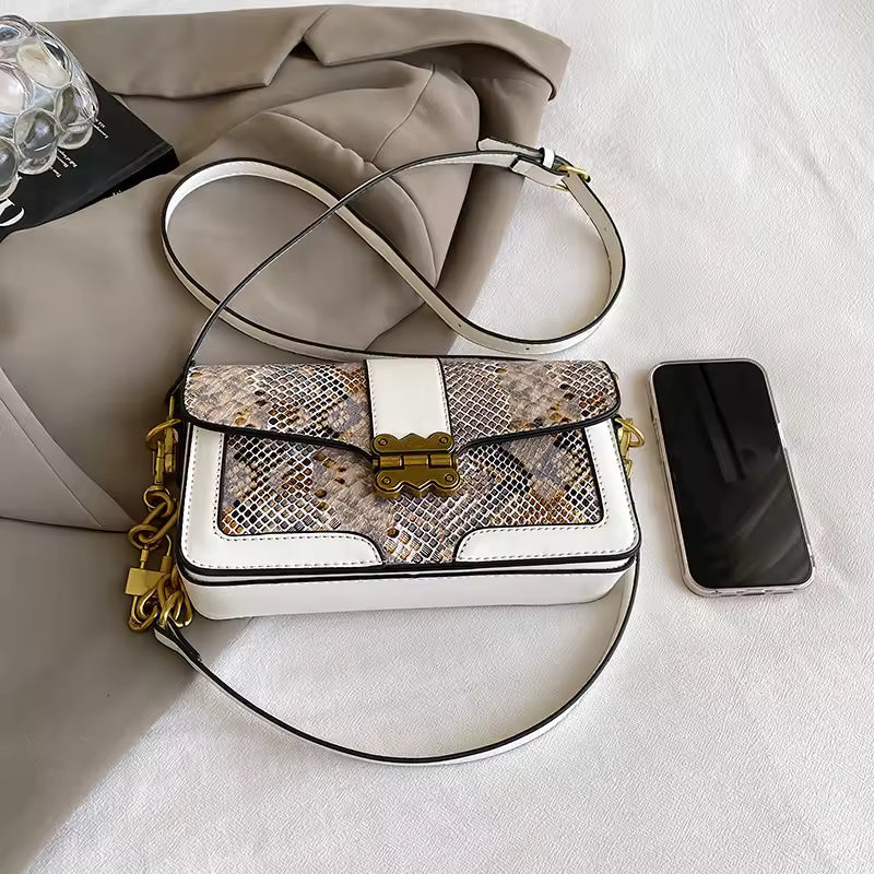 Butterfly Lock Buckle Leather Crossbody Small Square Designer Snake Handbags Mssza