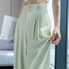 Button High Waist Wide Leg High Waist Straight Loose Full Length Trousers Mssza
