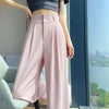 Button High Waist Wide Leg High Waist Straight Loose Full Length Trousers Mssza