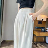 Button High Waist Wide Leg High Waist Straight Loose Full Length Trousers Mssza