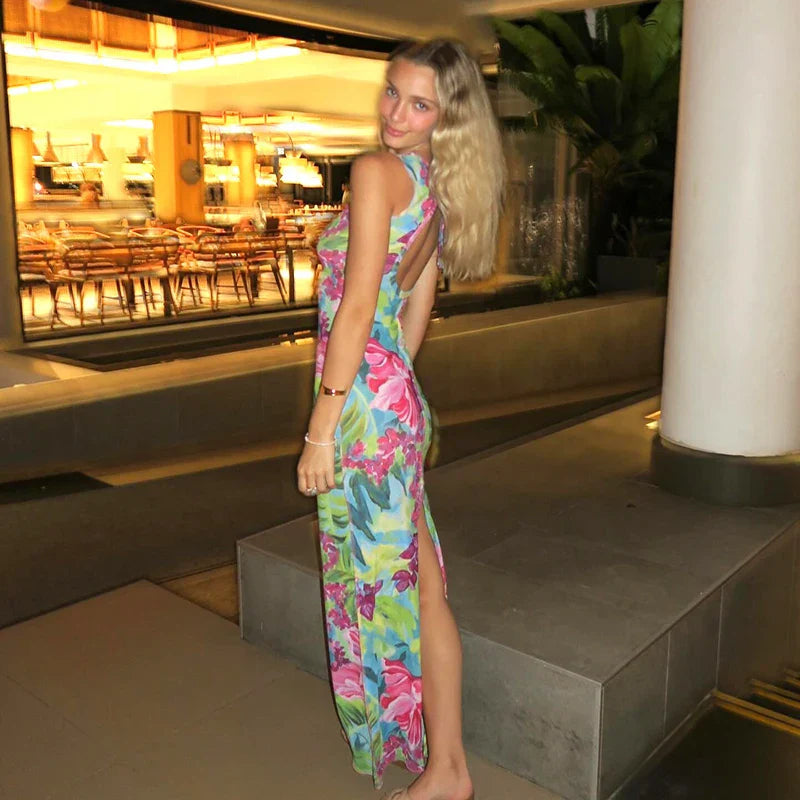 New Chic Sensational Vibrant  Nightclub-ready Flirty Maxi Dress Mssaz Desses