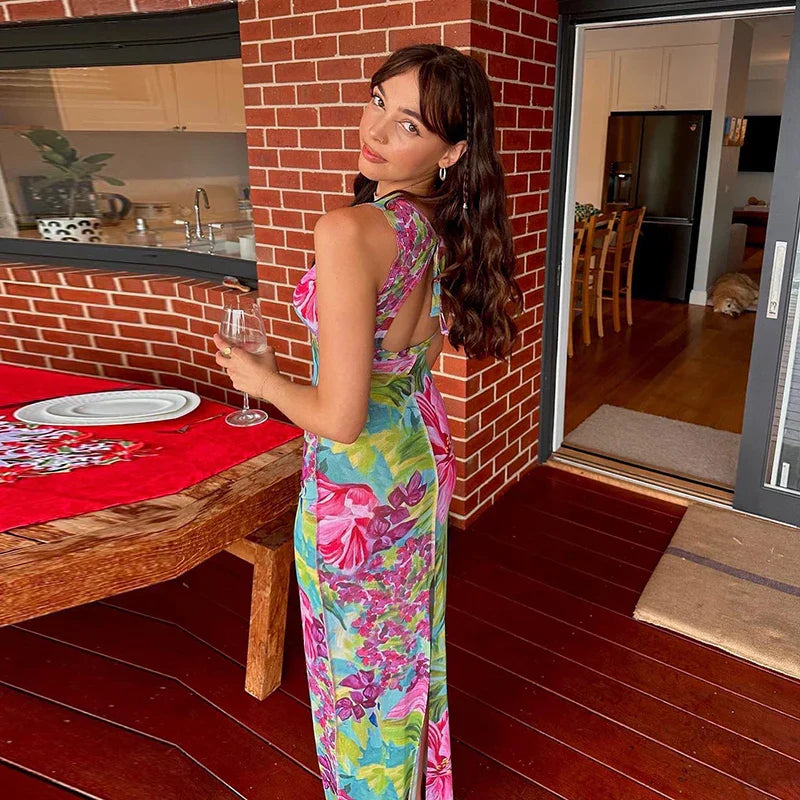 New Chic Sensational Vibrant  Nightclub-ready Flirty Maxi Dress Mssaz Desses