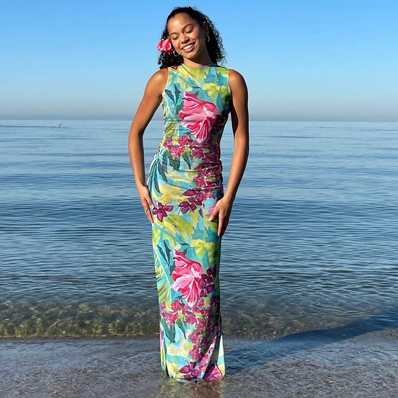New Chic Sensational Vibrant  Nightclub-ready Flirty Maxi Dress Mssaz Desses