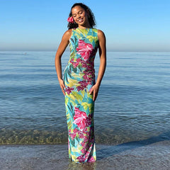 New Chic Sensational Vibrant  Nightclub-ready Flirty Maxi Dress Mssaz Desses