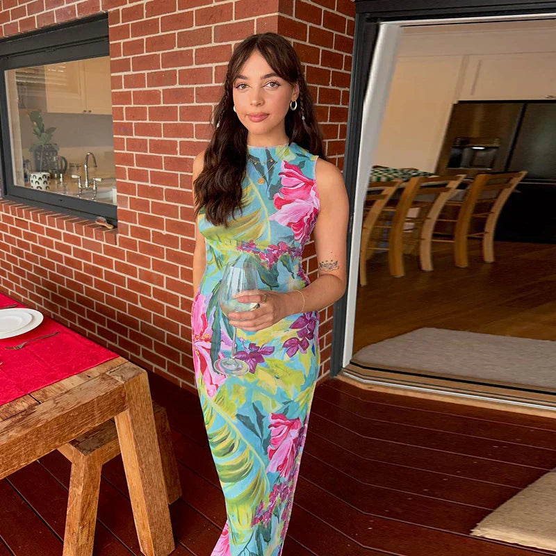 New Chic Sensational Vibrant  Nightclub-ready Flirty Maxi Dress Mssaz Desses