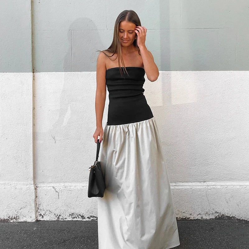 Patchwork Colorful Summer-ready Chic Casual Backless Sensational Maxi Dress Mssaz Desses