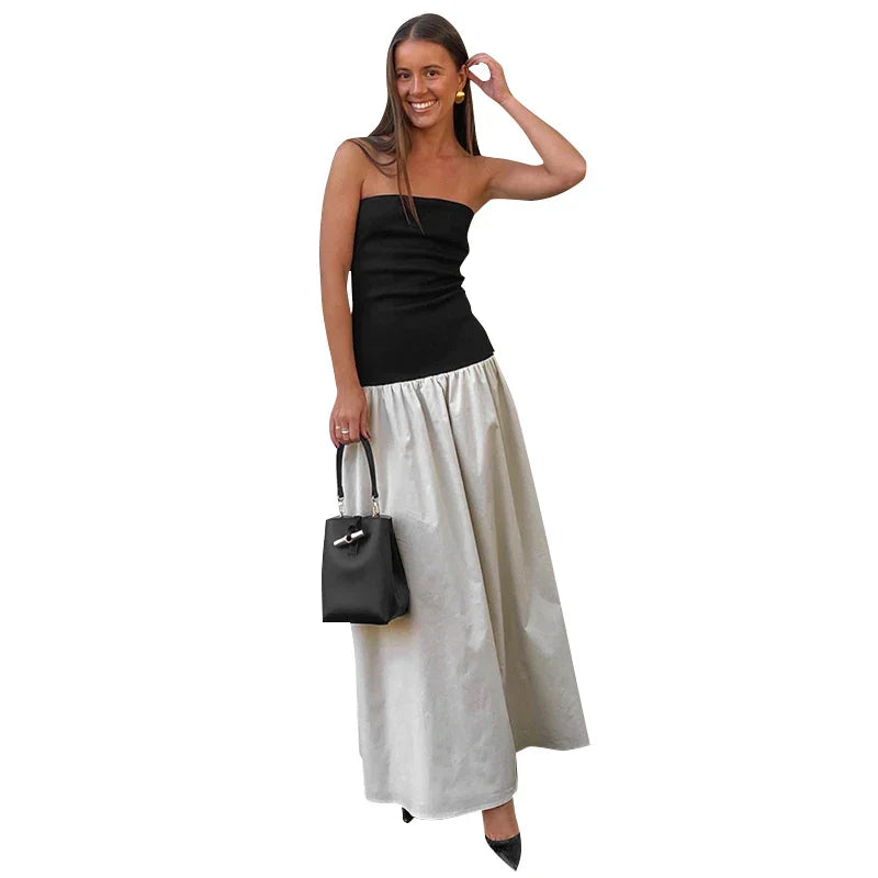 Patchwork Colorful Summer-ready Chic Casual Backless Sensational Maxi Dress Mssaz Desses