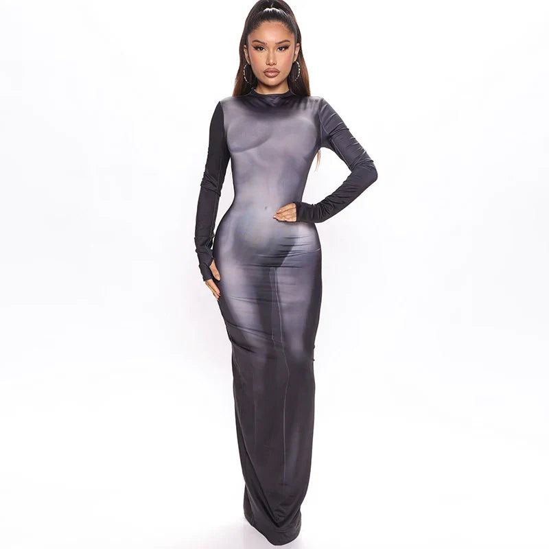 Party Club Bodycon Streetwear Fall Long Sleeve Dress  Clothes Maxi Dress Mssaz Desses