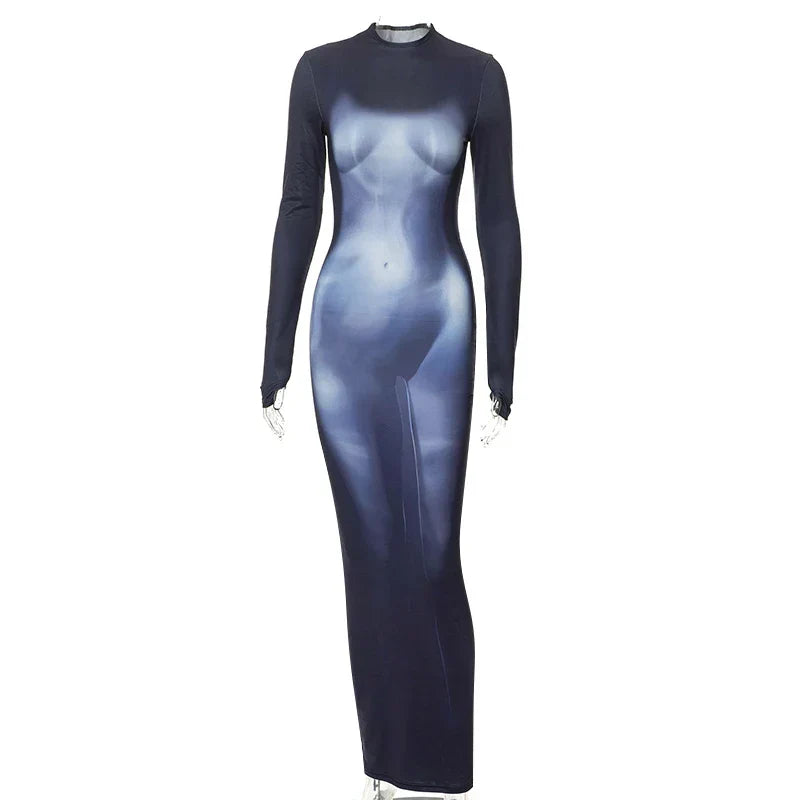 Party Club Bodycon Streetwear Fall Long Sleeve Dress  Clothes Maxi Dress Mssaz Desses