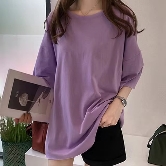 Candy Colors Short Sleeve Casual T-Shirts Mssza