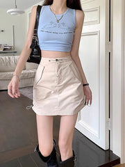 Cargo American Retro Streetwear High Waist A Line Mini Skirts Mssza