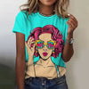 Cartoon Characters Print Short Sleeved Tees O Neck Funny Top Mssza