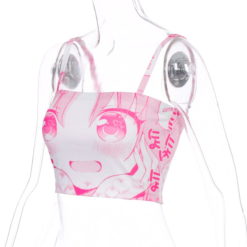 Cartoon Cute Print Sleeveless Crop Tops Mssza