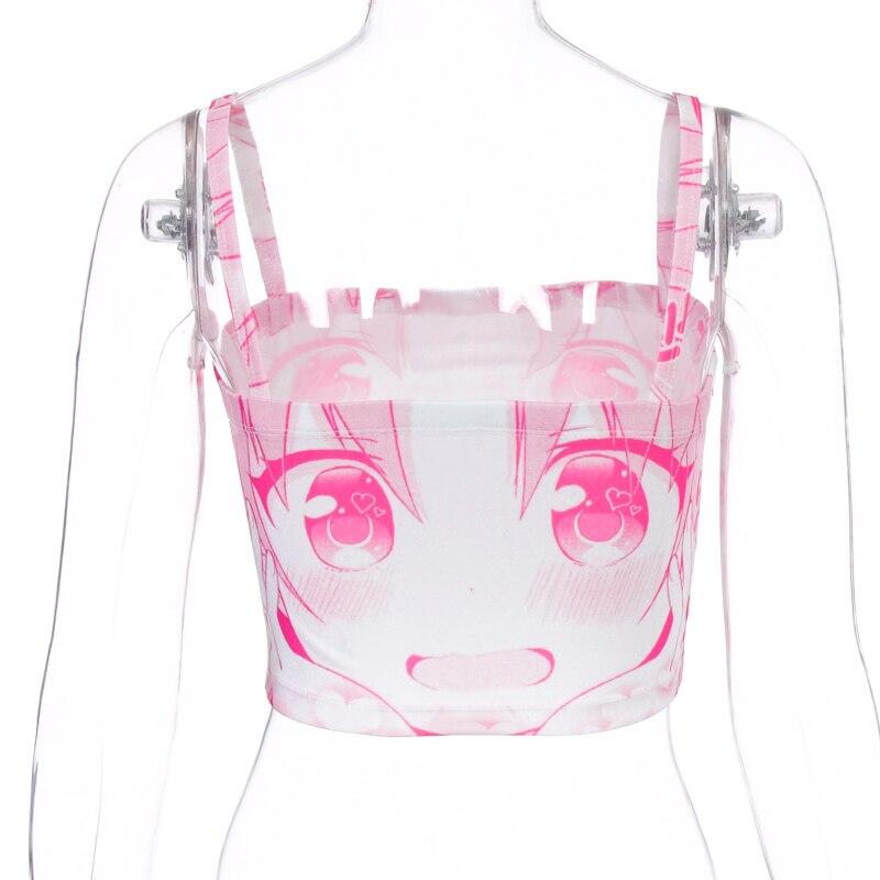 Cartoon Cute Print Sleeveless Crop Tops Mssza