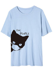 Cartoon Masks Cat Print Unisex Basic Daily Casual T-shirts Mssza