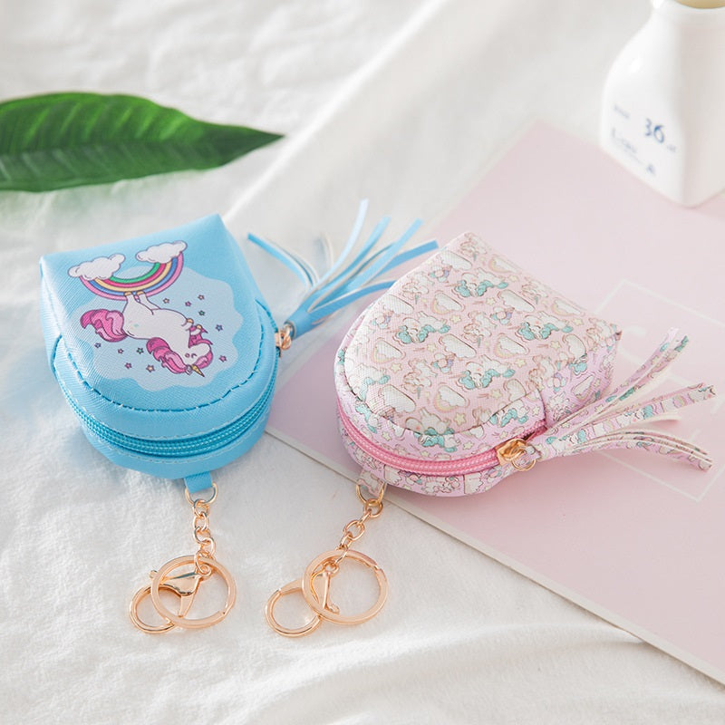 Cartoon Pattern Cute Unicorn Tassel Small Wallet Mssza