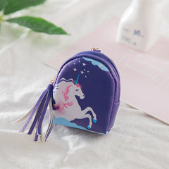 Cartoon Pattern Cute Unicorn Tassel Small Wallet Mssza