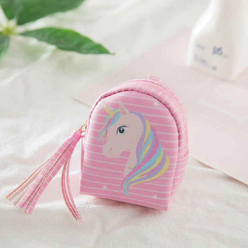 Cartoon Pattern Cute Unicorn Tassel Small Wallet Mssza