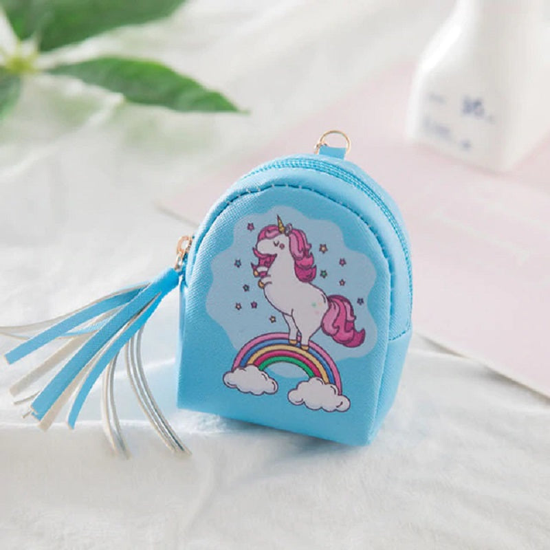 Cartoon Pattern Cute Unicorn Tassel Small Wallet Mssza