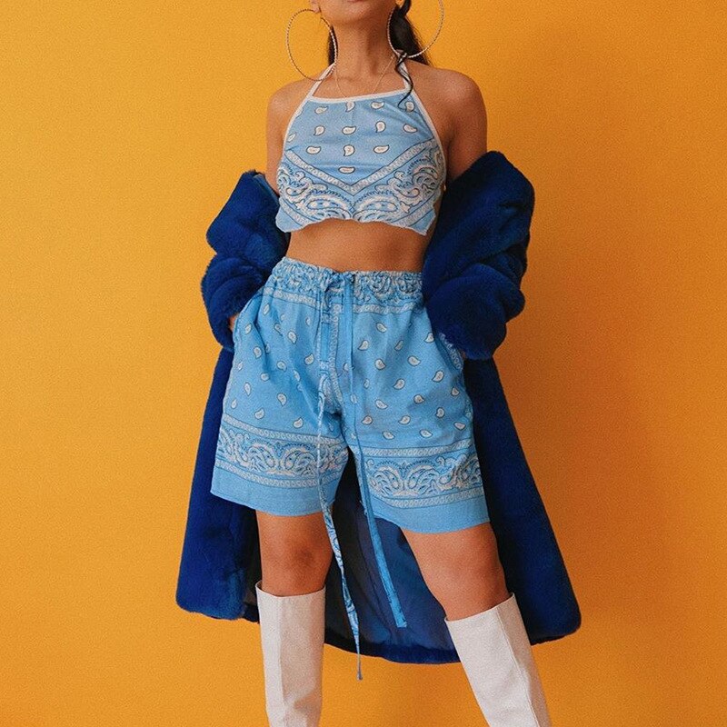Cashew Flower Hip Hop High Waisted Shorts Mssza
