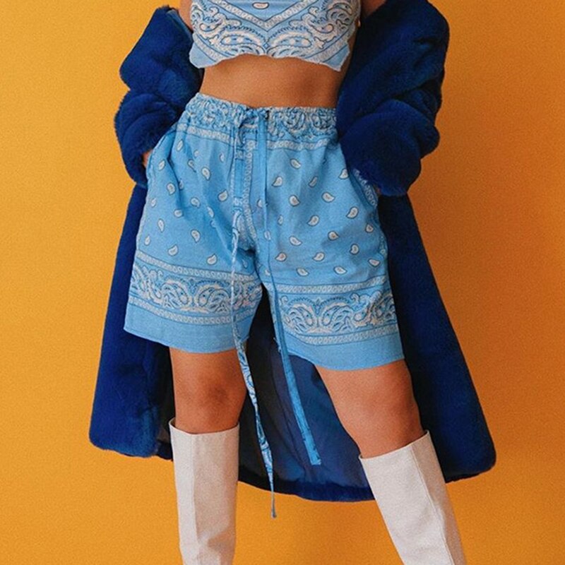 Cashew Flower Hip Hop High Waisted Shorts Mssza