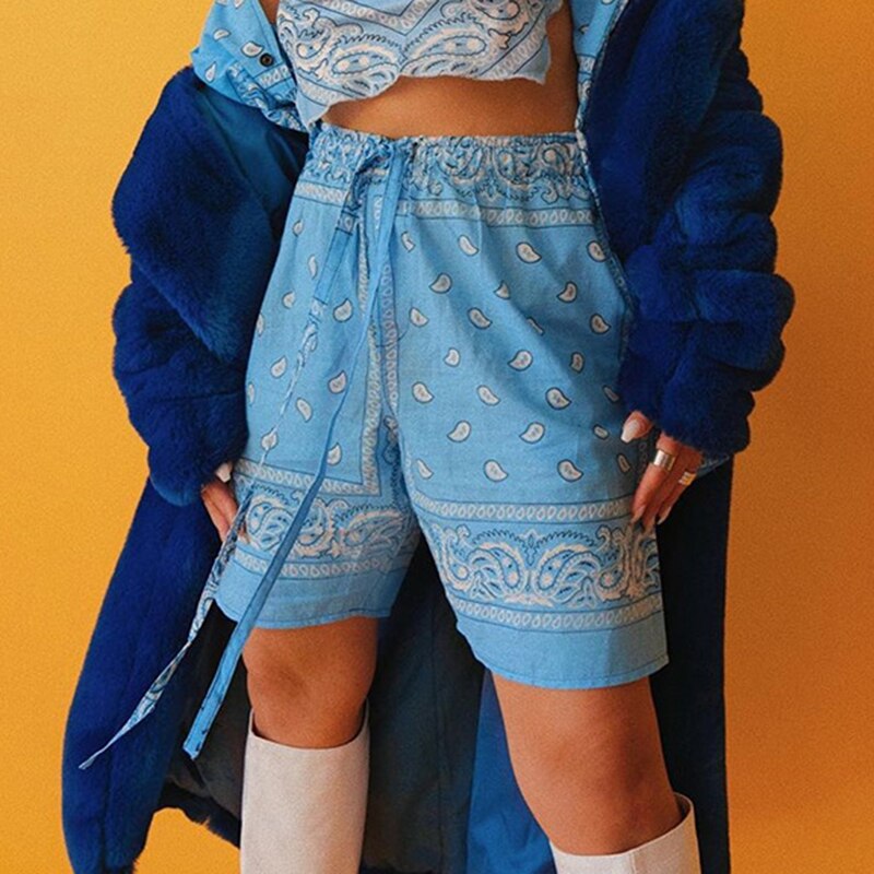 Cashew Flower Hip Hop High Waisted Shorts Mssza