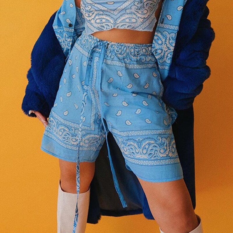 Cashew Flower Hip Hop High Waisted Shorts Mssza