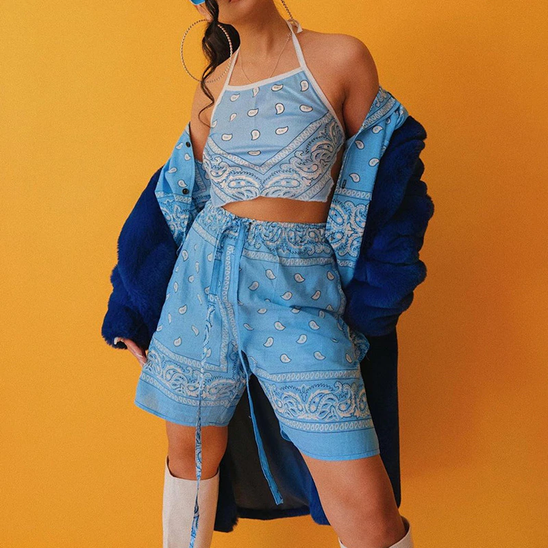 Cashew Flower Hip Hop High Waisted Shorts Mssza
