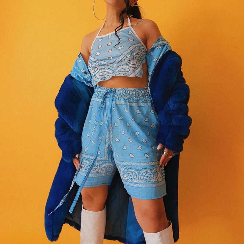 Cashew Flower Hip Hop High Waisted Shorts Mssza