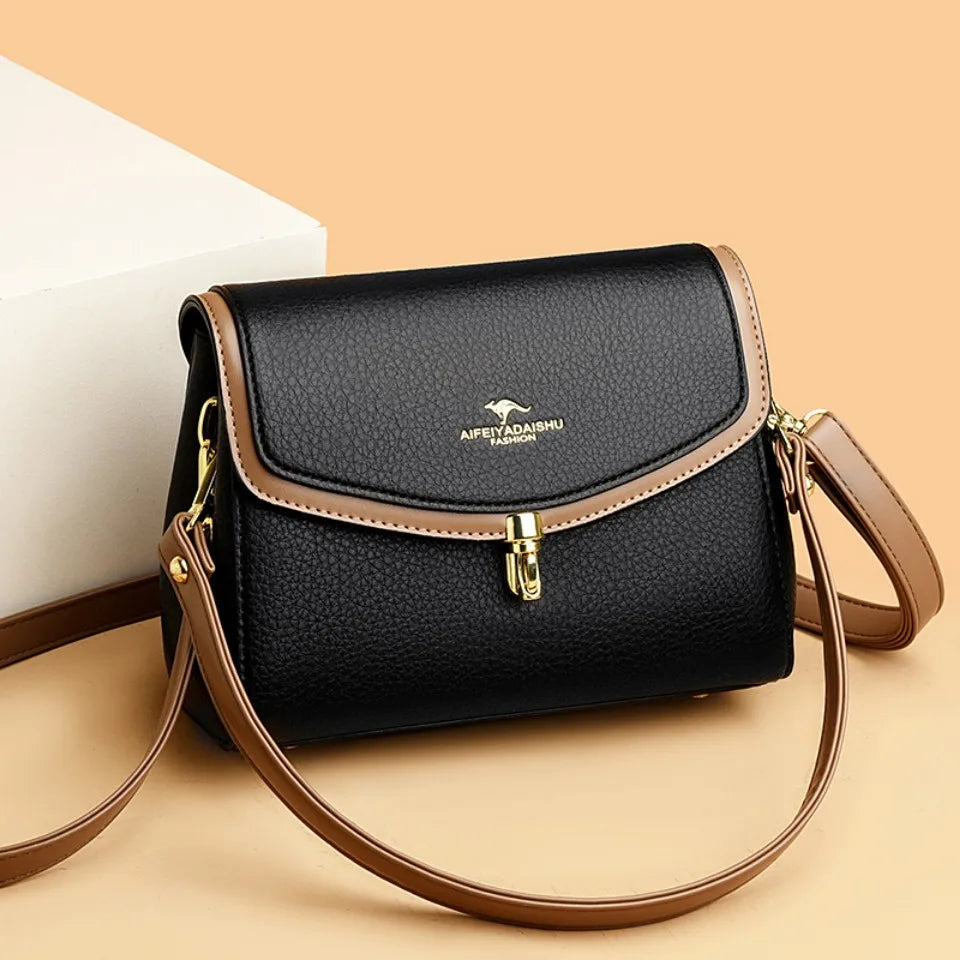 Casual 2 Strap Shoulder High Quality PU Leather Crossbody Bag Mssza