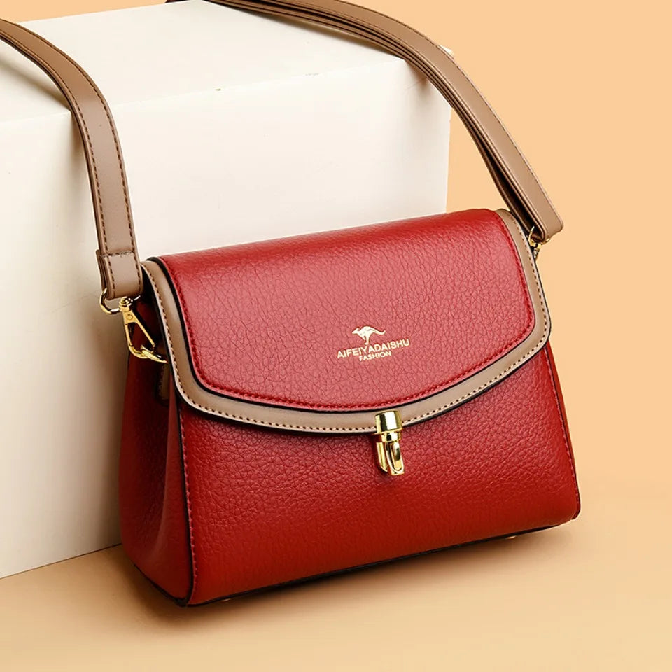 Casual 2 Strap Shoulder High Quality PU Leather Crossbody Bag Mssza