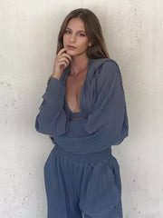 Casual Three Piece Set Hooded Tracksuit And Bra And Pants Mssza
