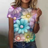 Casual 3d Floral Printing High Stretch Tees T-Shirts Mssza