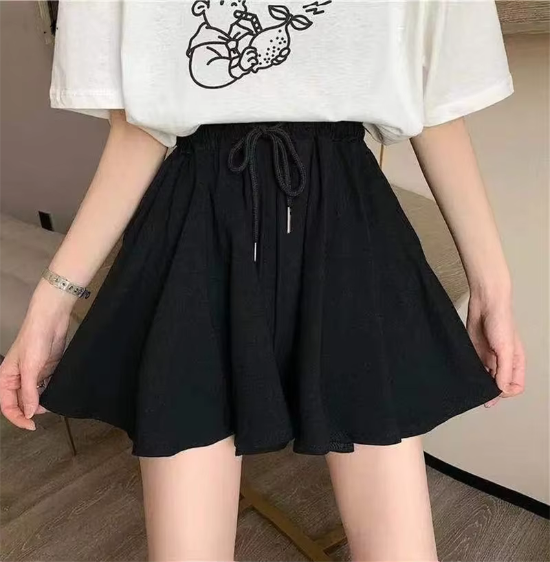 Casual A-Line Elastic High Waist Wide Leg Loose Shorts Skirts Mssza
