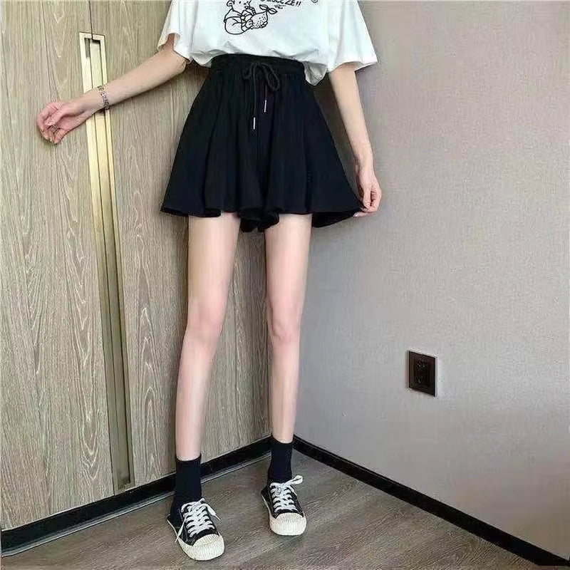 Casual A-Line Elastic High Waist Wide Leg Loose Shorts Skirts Mssza