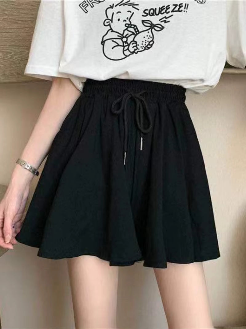 Casual A-Line Elastic High Waist Wide Leg Loose Shorts Skirts Mssza