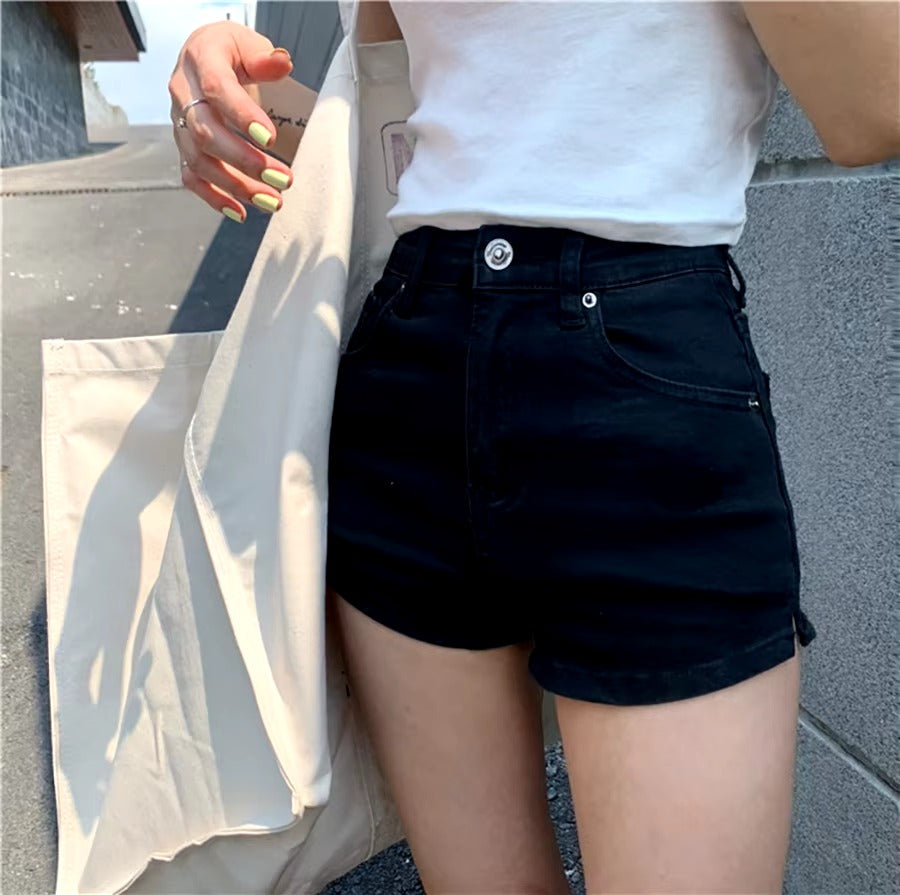 Casual A-line High-Waisted Skinny Slim Denim Short Mssza
