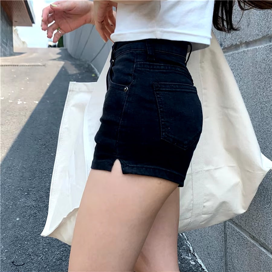 Casual A-line High-Waisted Skinny Slim Denim Short Mssza