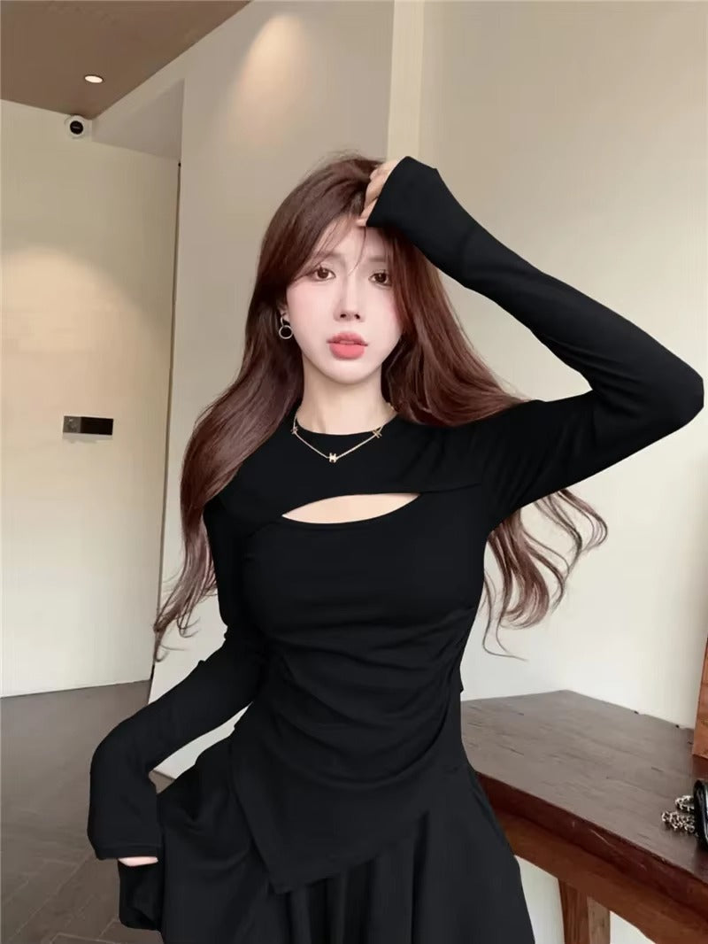 Casual A-line Hollow Design Half Slim Dress 2-piece Mssza