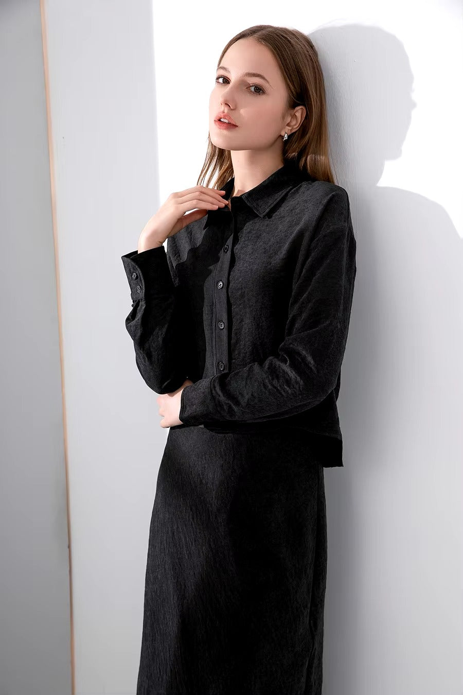 Casual A-line Viscose Shirt And Skirts 2 Piece Set Mssza