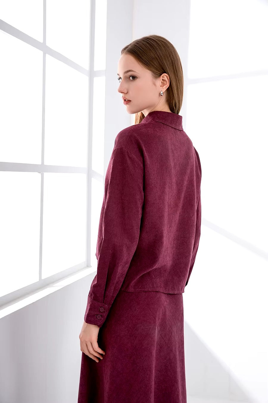 Casual A-line Viscose Shirt And Skirts 2 Piece Set Mssza