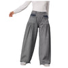 Casual Adjustable Hem With Pockets Plus Size Wide Leg With Pockets Jeans Mssza